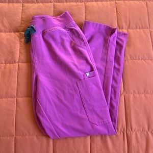 Figs Bright Fuchsia High Waisted Yola Scrub Pants